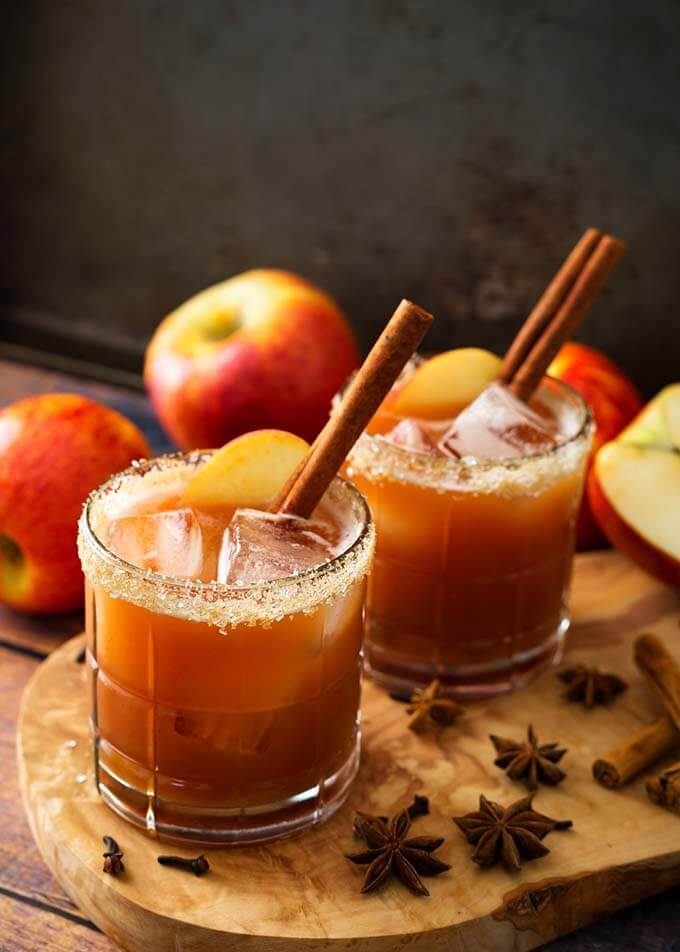 Apple Butter Old Fashioned Cocktail with Tbsp Coarse Sugar