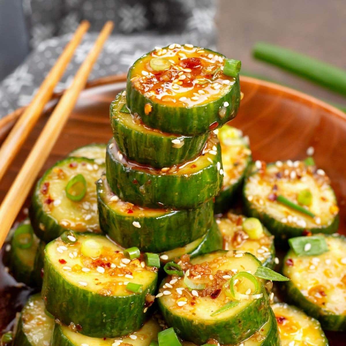 Asian Cucumber Salad with Onion