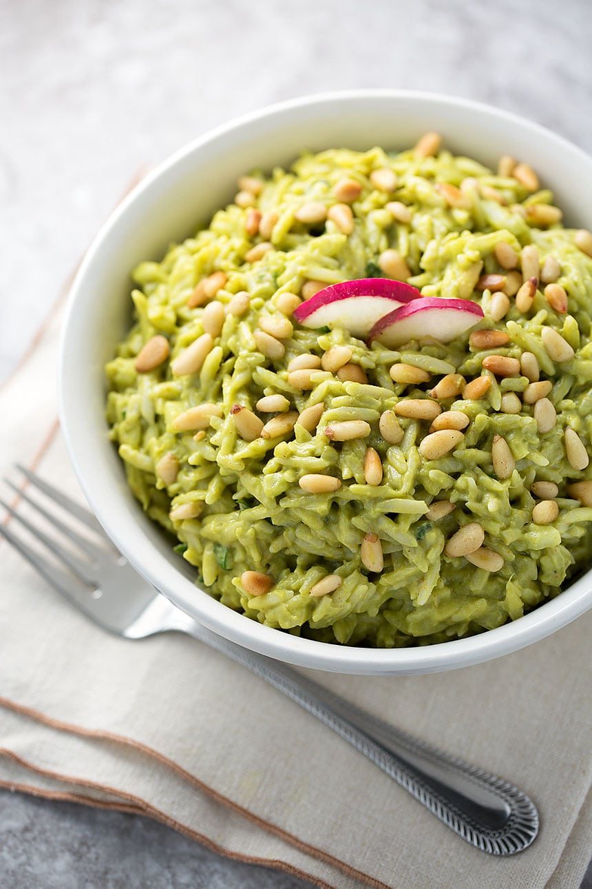 Avocado Curry Orzo Salad with Sweet Onion