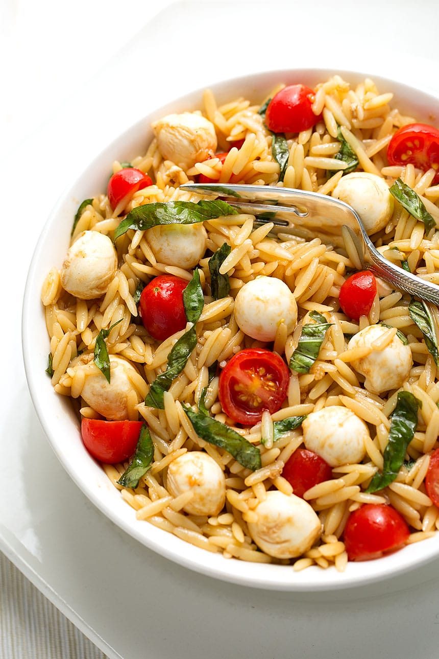 Caprese Orzo Pasta Salad with Onion