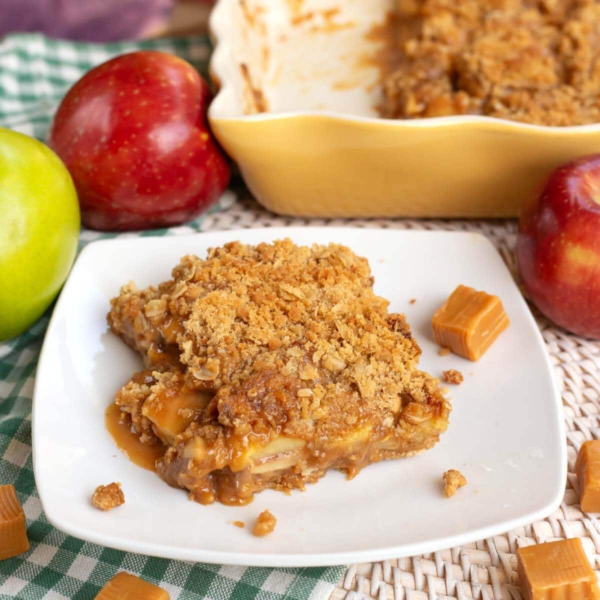 Caramel Apple Crumble Bars with Pecans
