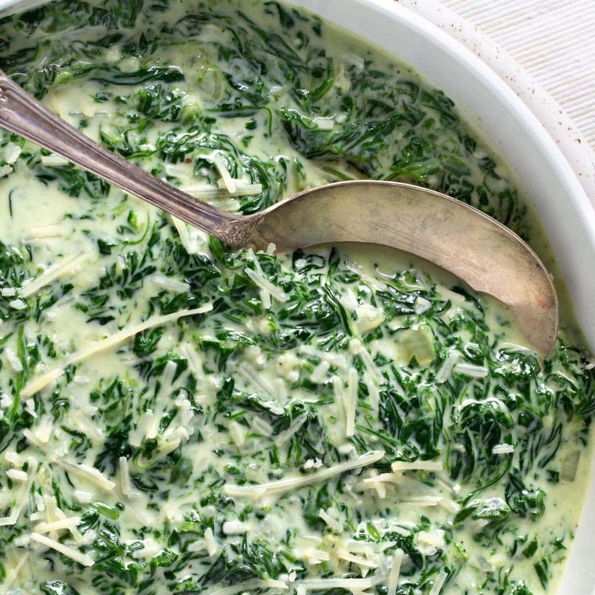 Cheesy Creamed Spinach with Parmesan Cheese