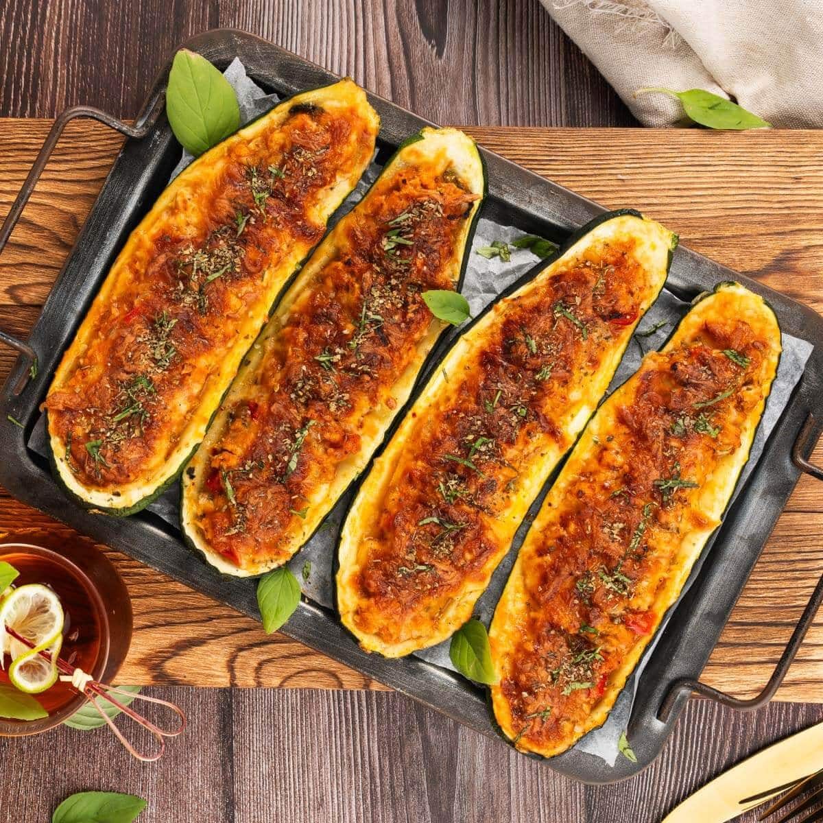 Cheesy Stuffed Zucchini Boats with Parmesan Cheese