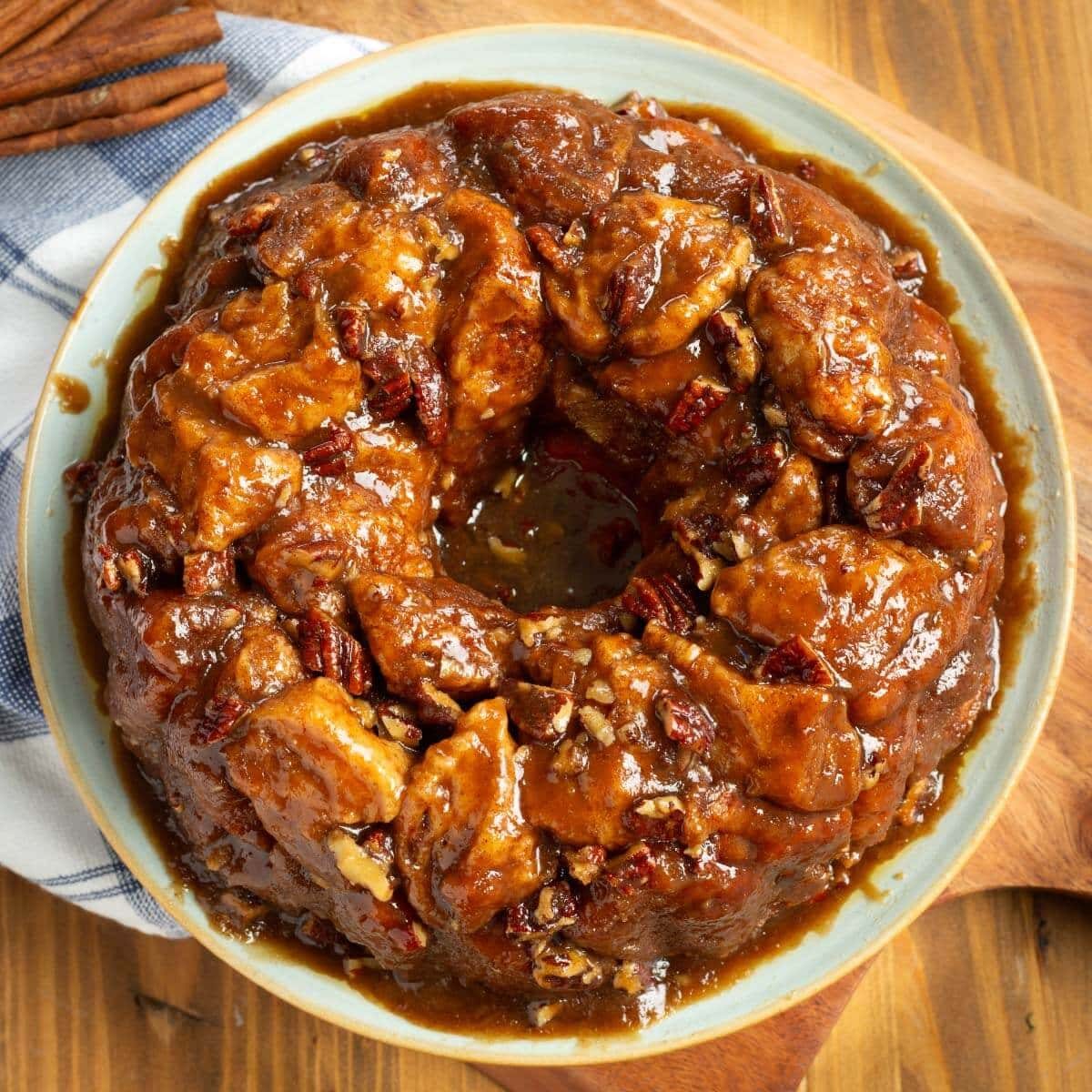Cinnamon Pull-Apart Monkey Bread with Heavy Cream* Warmed