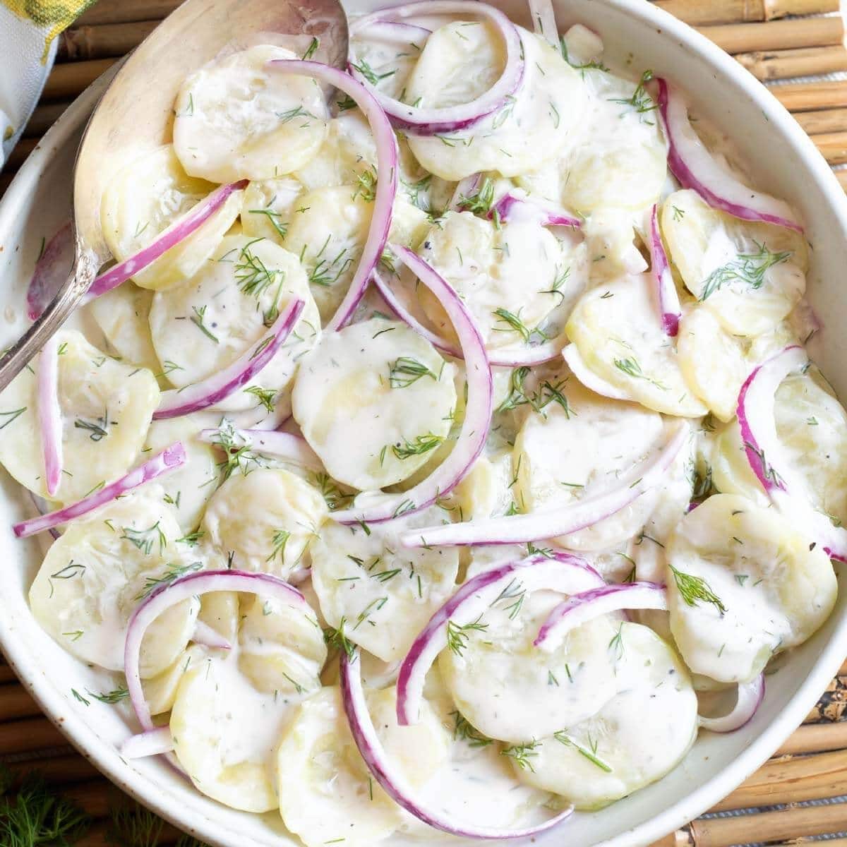 Creamy Dill Cucumber Salad with Garlic
