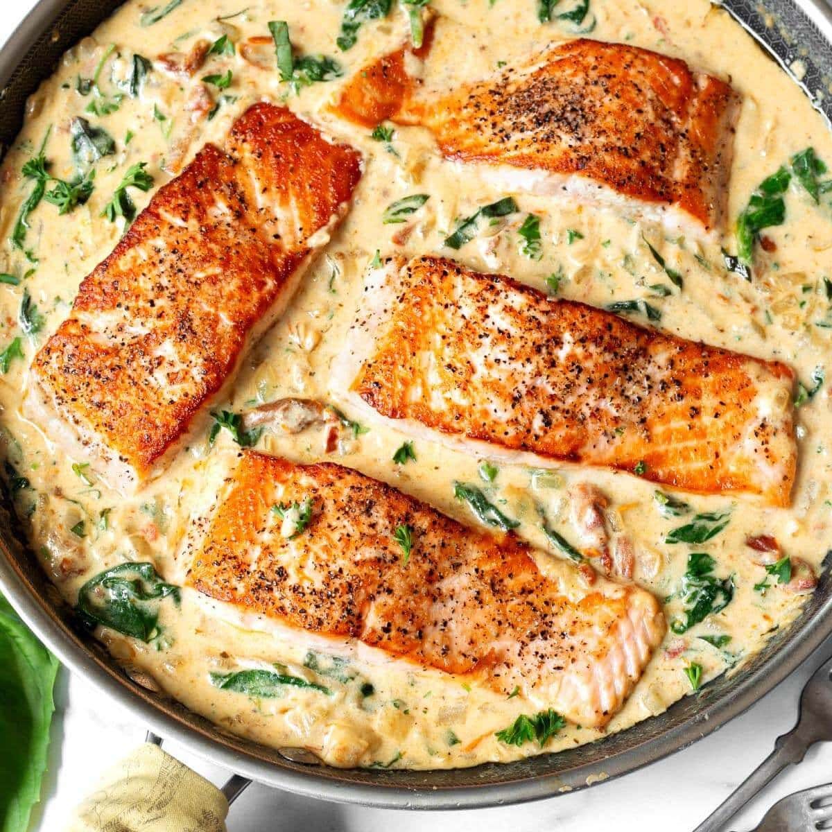 Creamy Garlic Tuscan Salmon with Corn Starch +