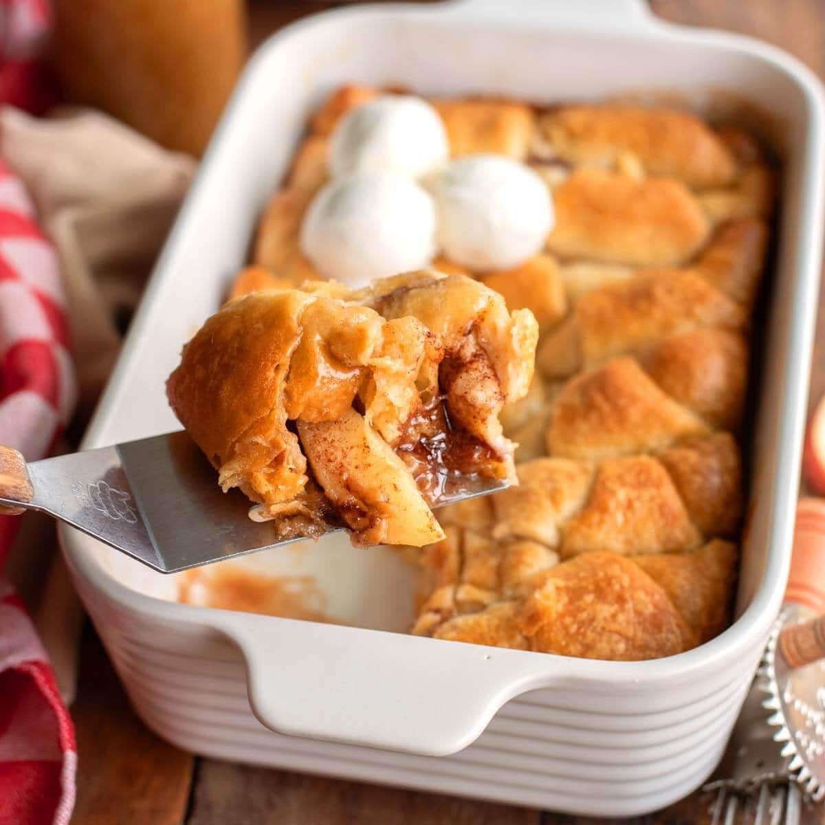 Crescent Roll Apple Dumplings with Heavy Cream