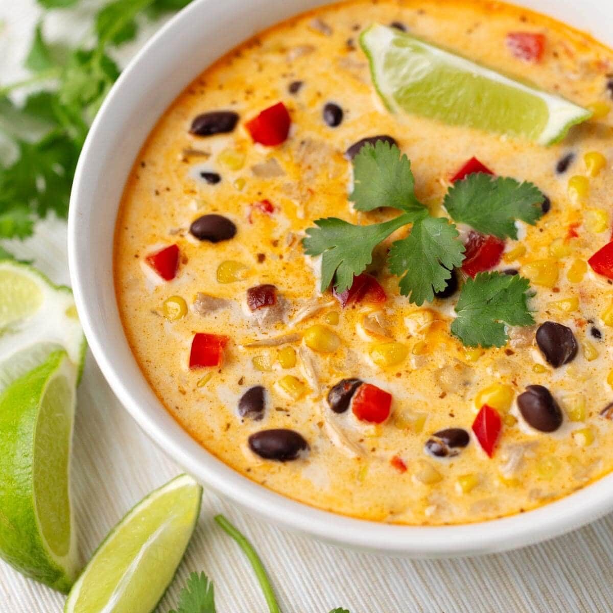 Mexican Corn Chicken Soup with Heavy Cream