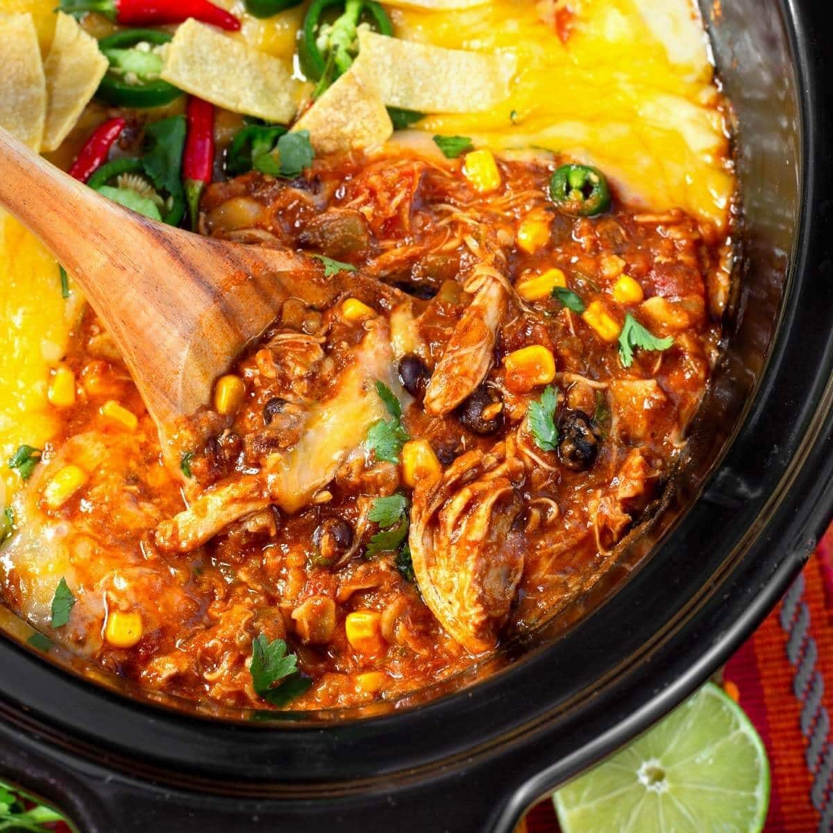 Slow Cooker Chicken Enchilada Casserole