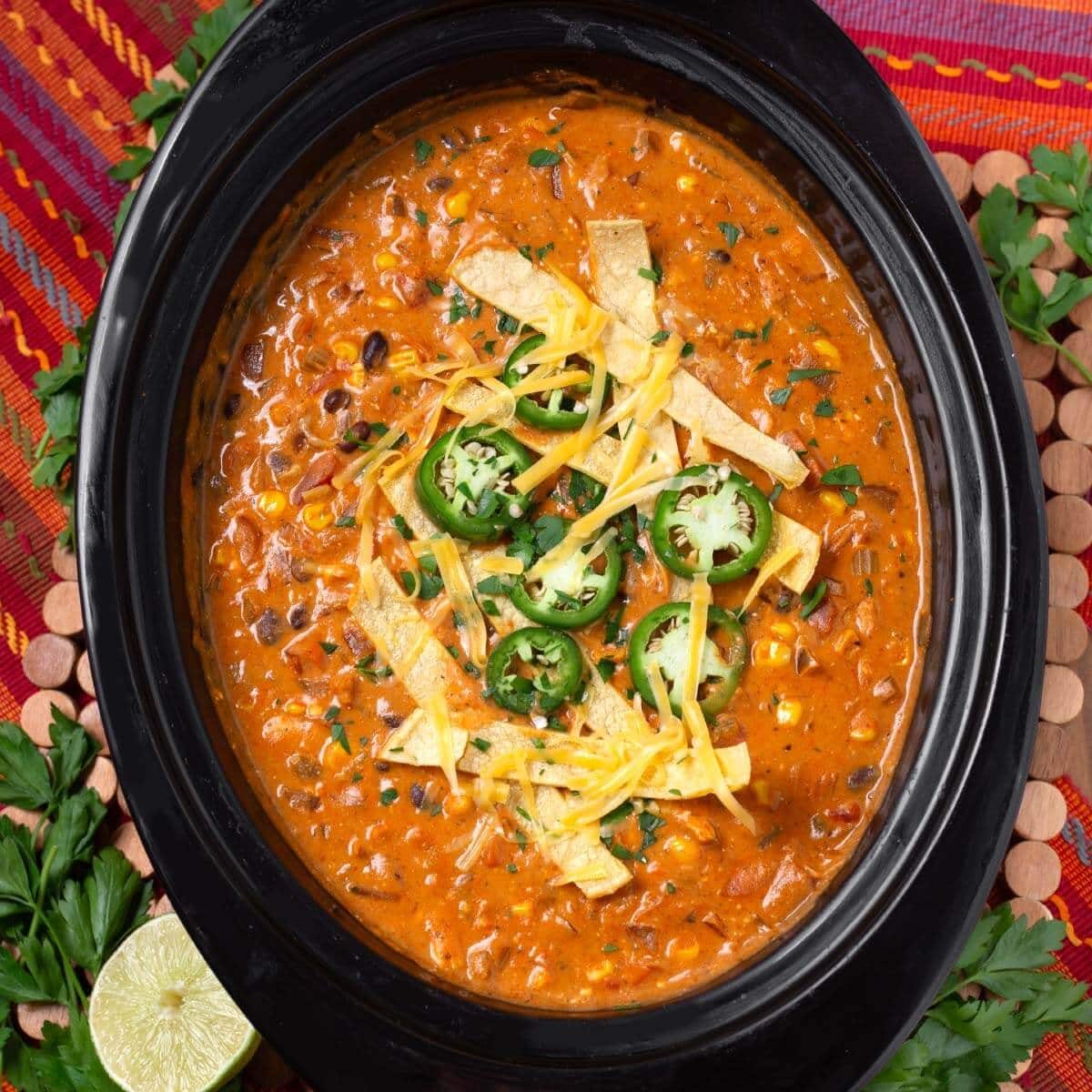 Chicken Tortilla Soup with Lime Wedges