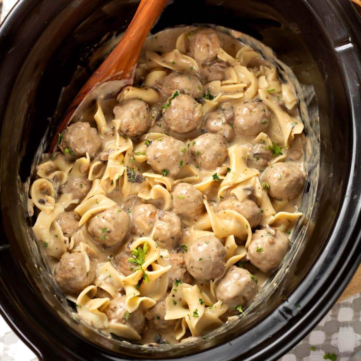 Swedish Meatballs with Wide Egg Noodles