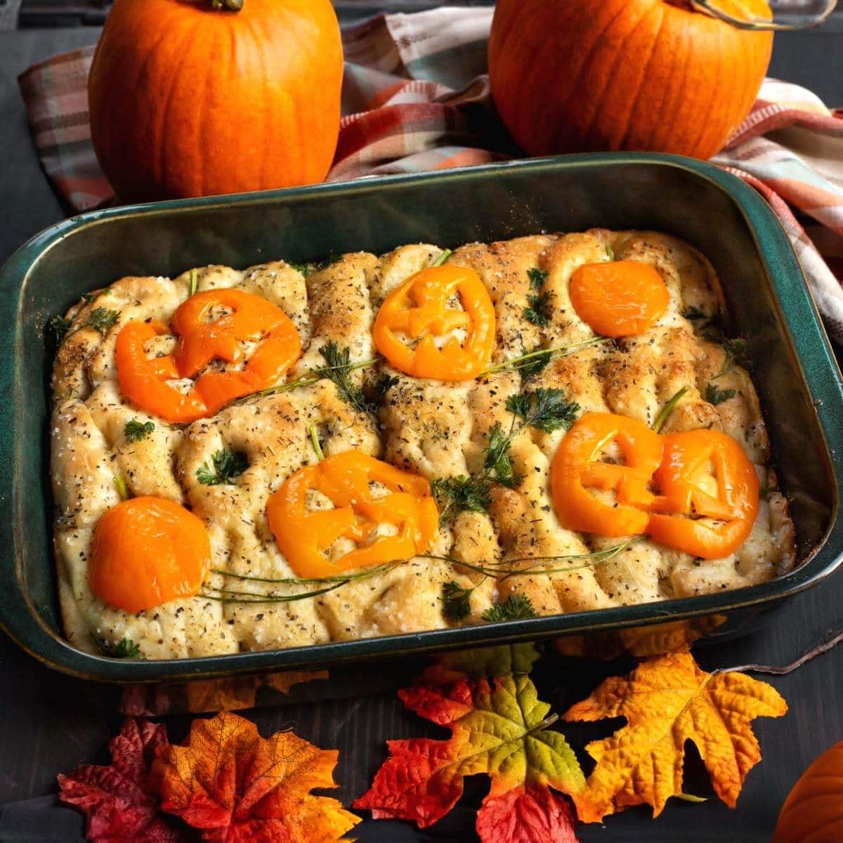 Halloween Focaccia Bread with Olives
