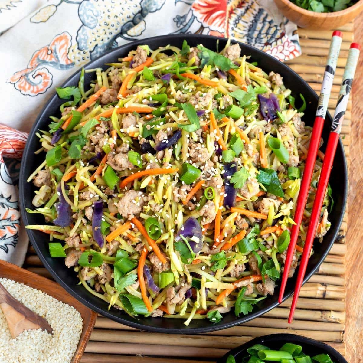 Egg Roll in a Bowl with Sriracha