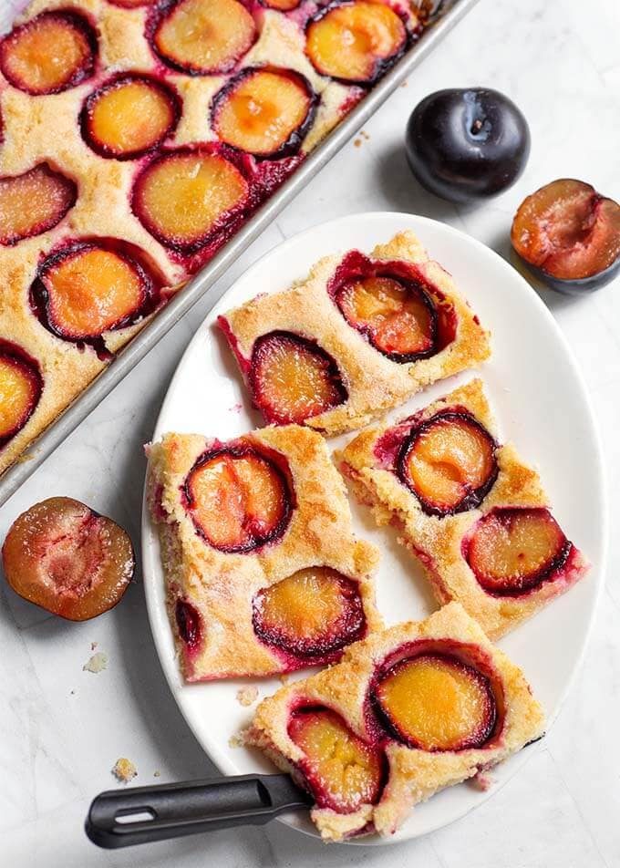 Fresh Plum Cake - Pflaumenkuchen with Butter