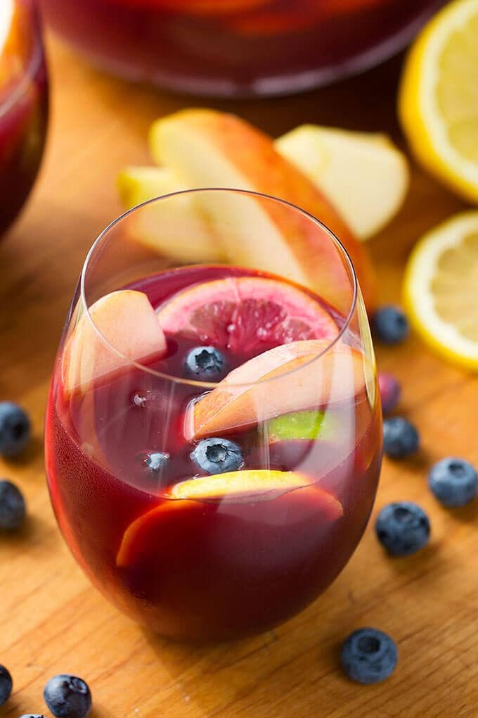 Fruity Red Sangria with Blueberries Both
