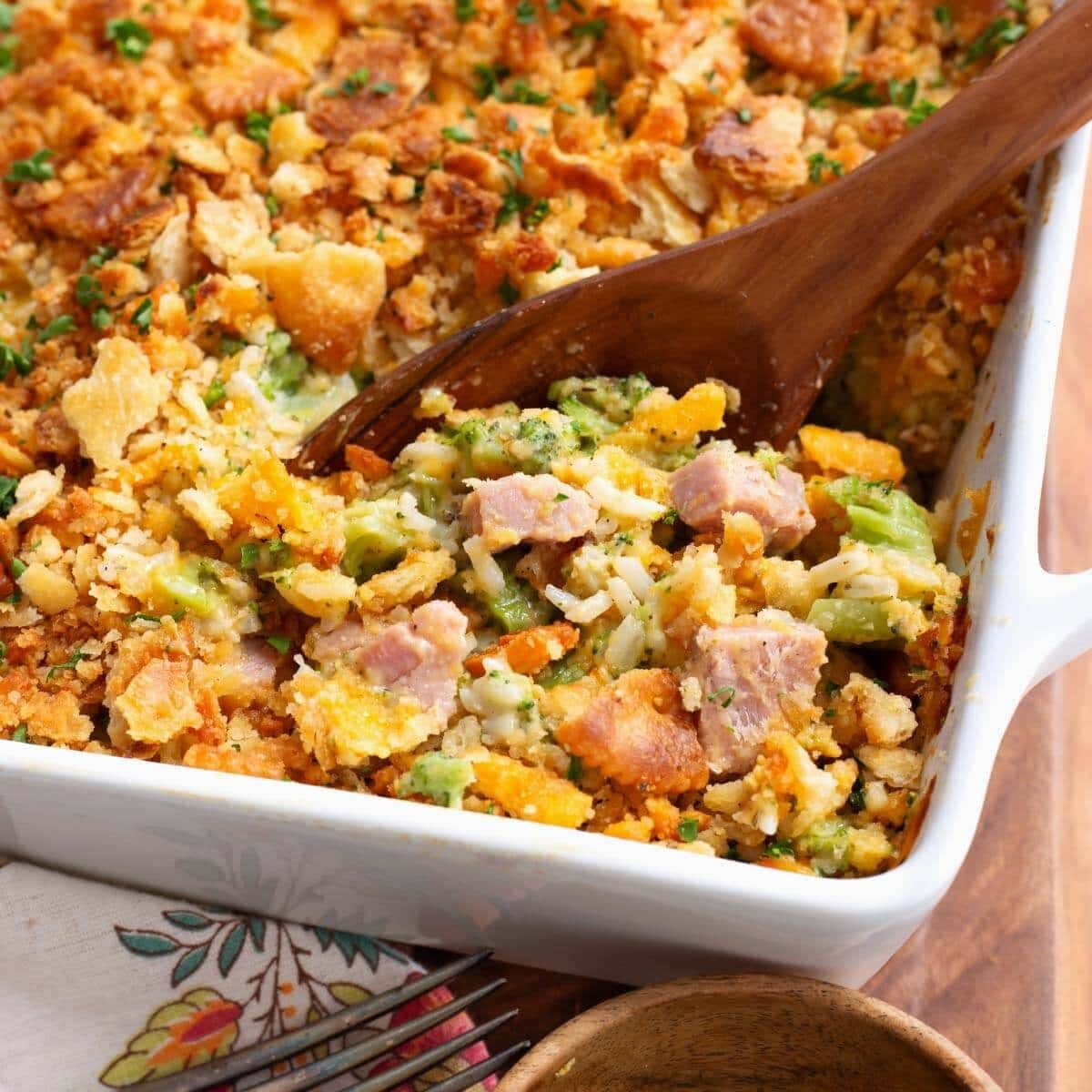 Ham and Broccoli Rice Casserole with Remaining Half Cheese