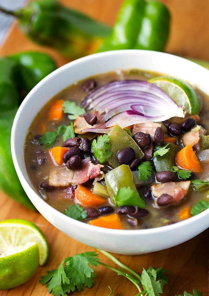 Hatch Green Chile Black Bean Soup with Avocado