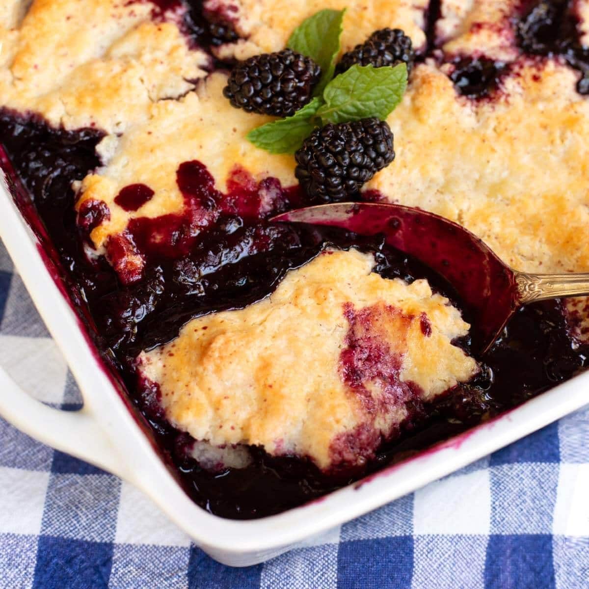 Blackberry Cobbler with Coarse Sugar
