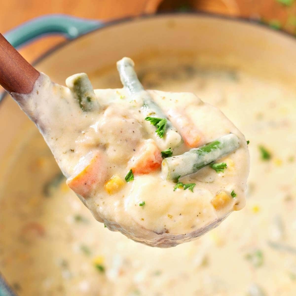 Creamy Vegetable Soup with Cheddar Cheese