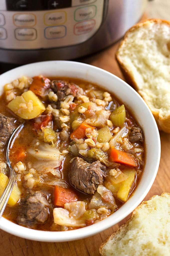Pressure Cooker Beef Barley Vegetable Soup
