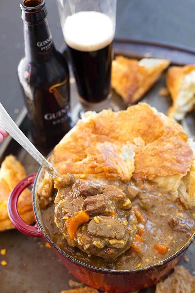 Guinness Beef Stew with Cheddar Cheese