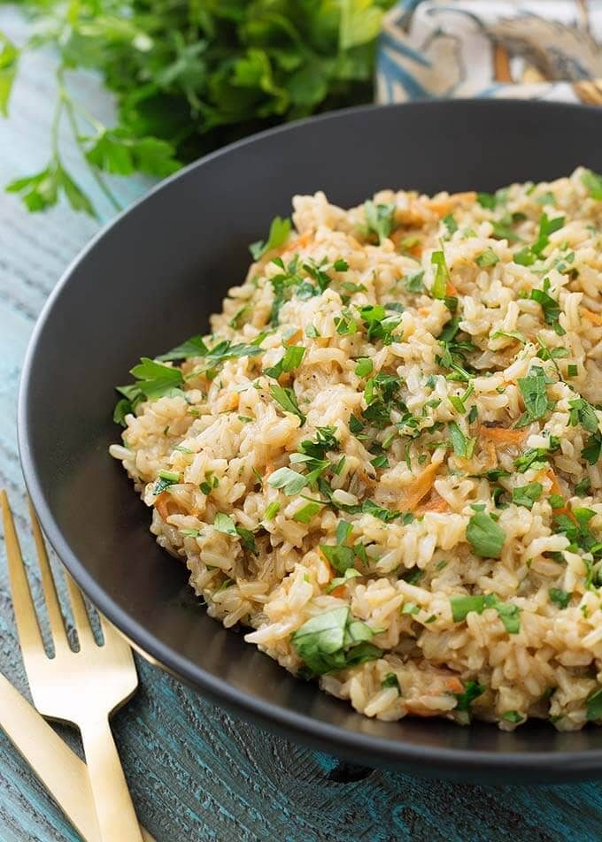 Brown Rice Pilaf with Garbanzo Beans