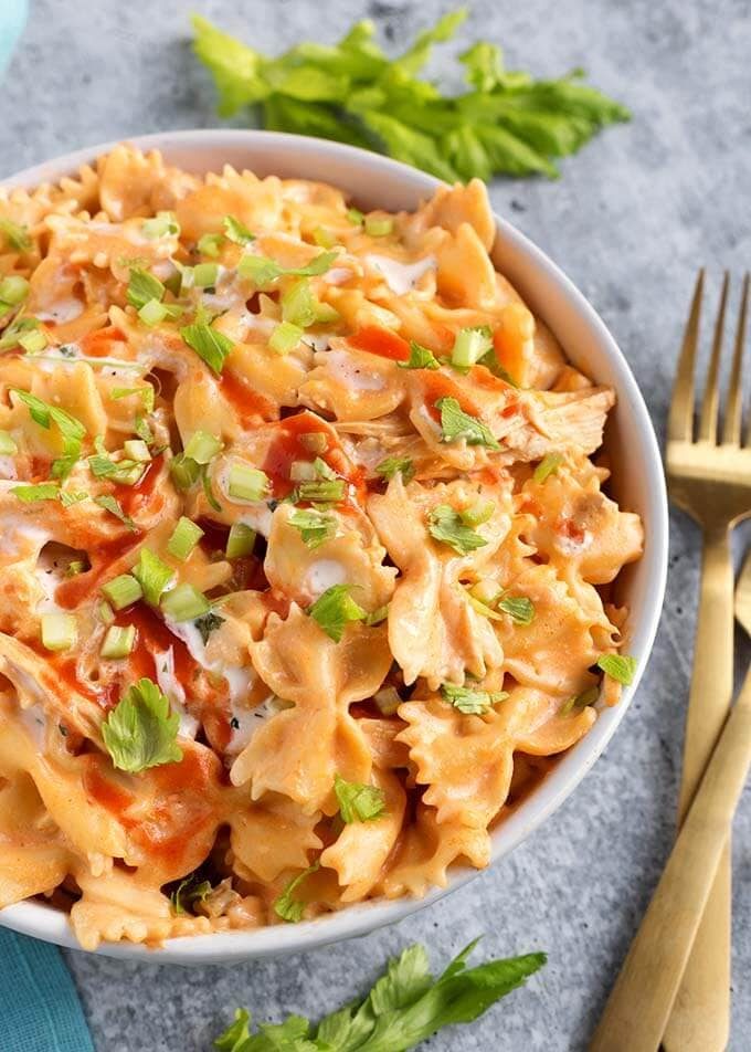 Pressure Cooker Buffalo Chicken Pasta