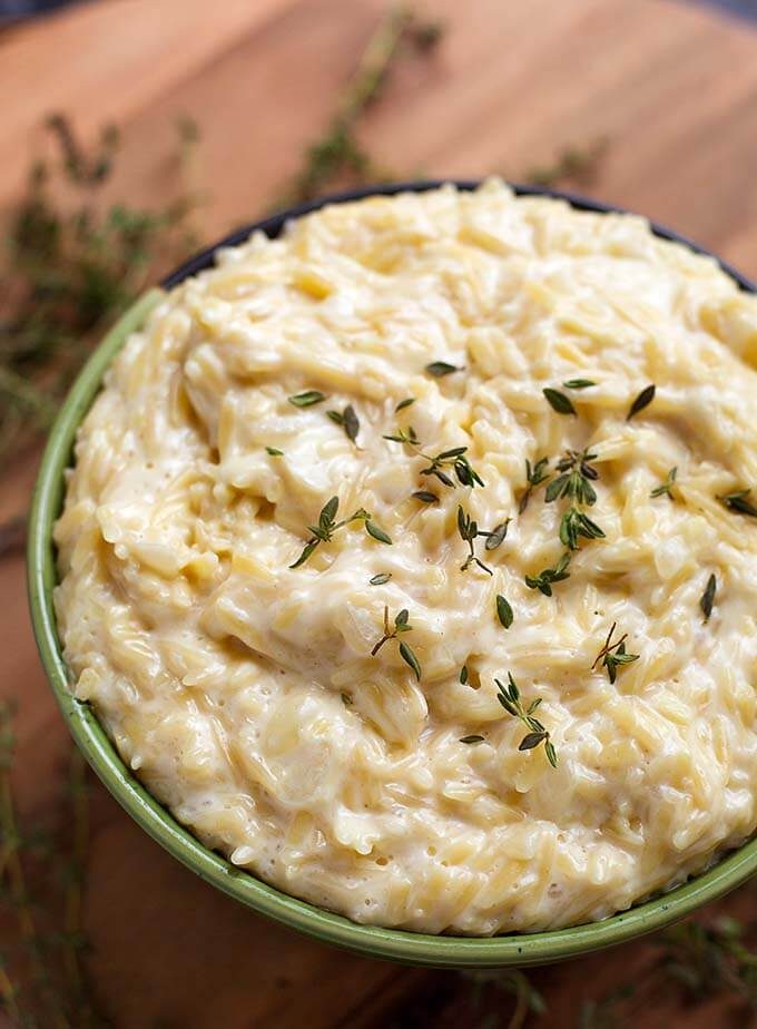 Pressure Cooker Cheesy Garlic Orzo