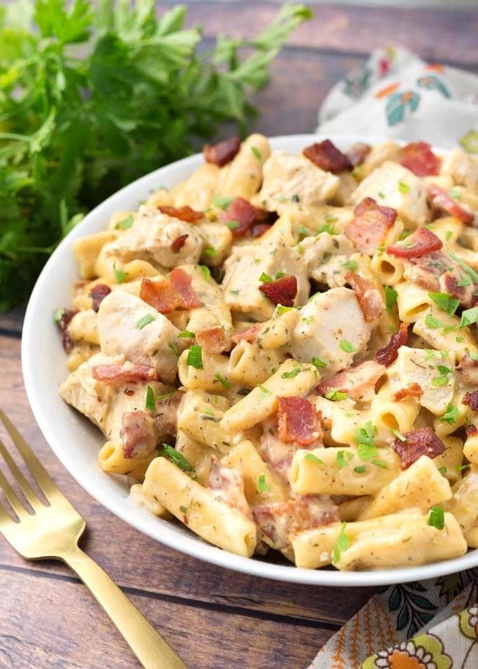 Pressure Cooker Chicken Bacon Ranch Pasta
