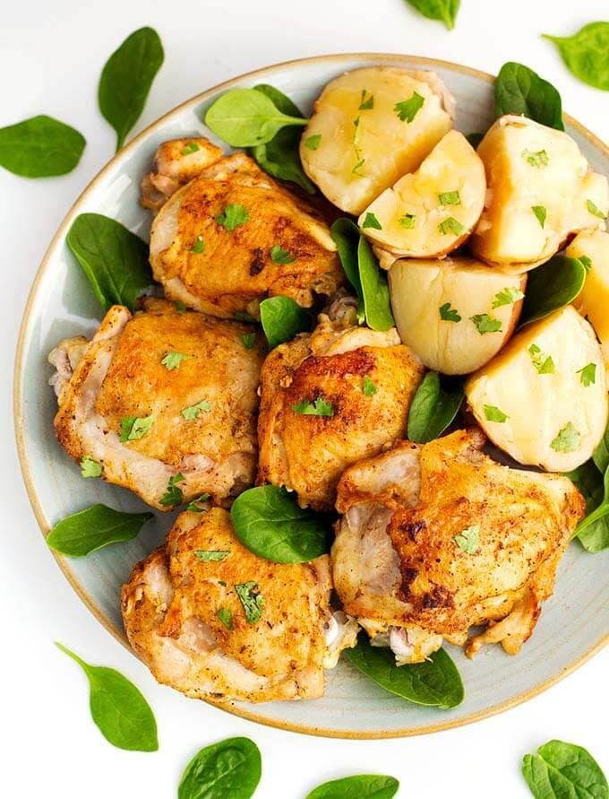 Chicken Thighs with Potatoes in the Pressure Cooker