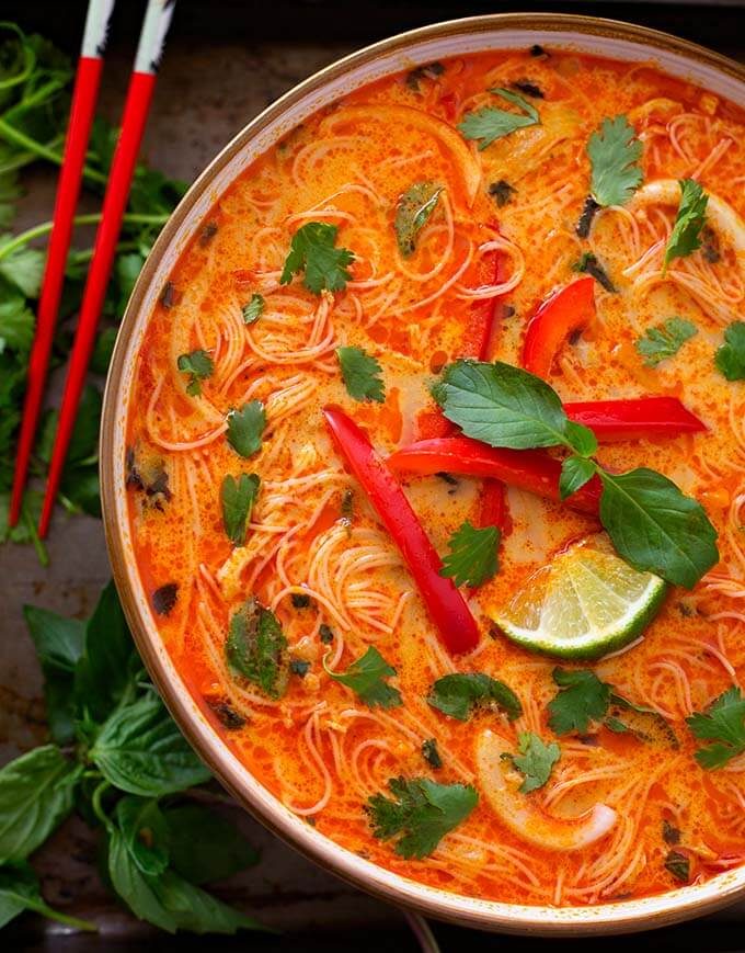 Coconut Red Curry Noodle Soup in the Pressure Cooker