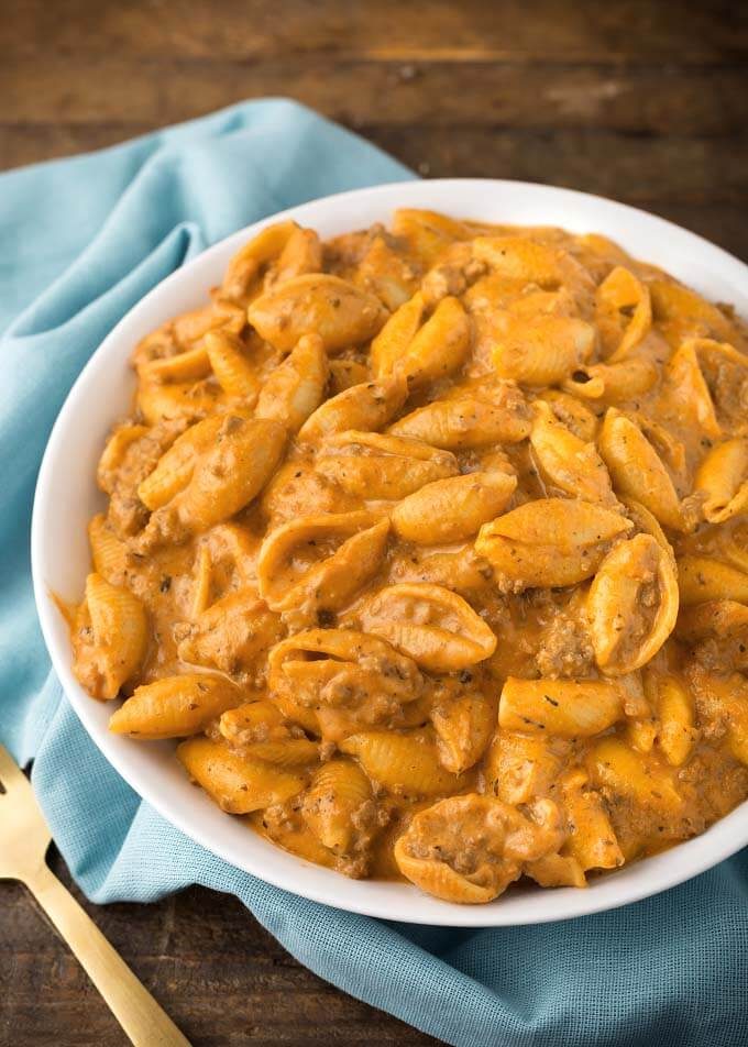 Creamy Beef and Shells in the Pressure Cooker
