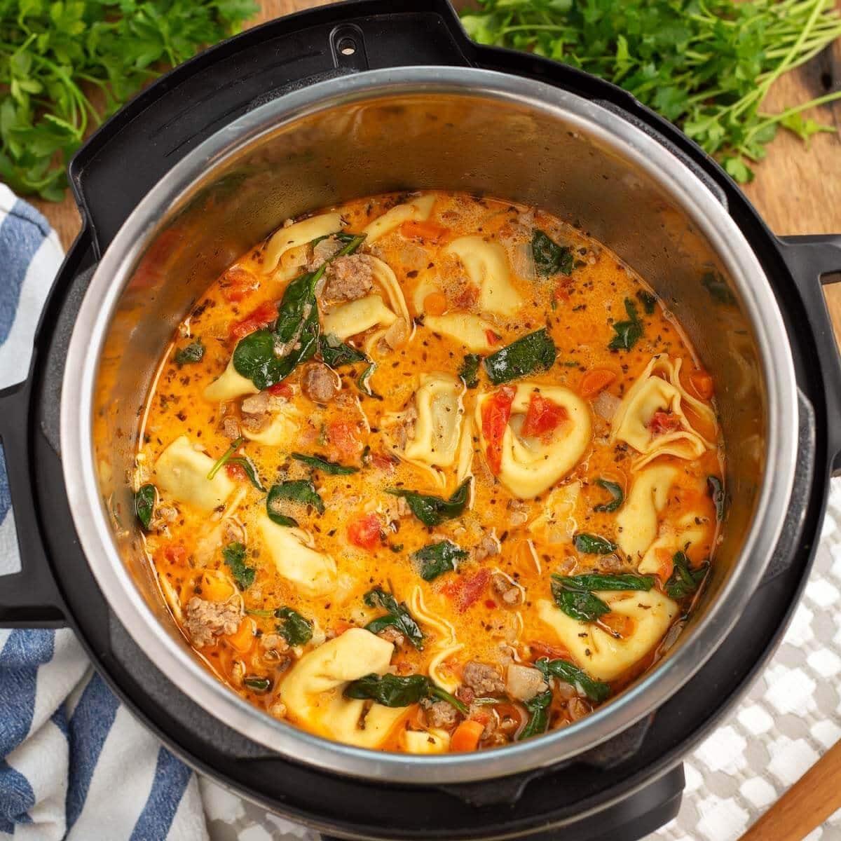 Creamy Tortellini Soup with Parmesan Cheese