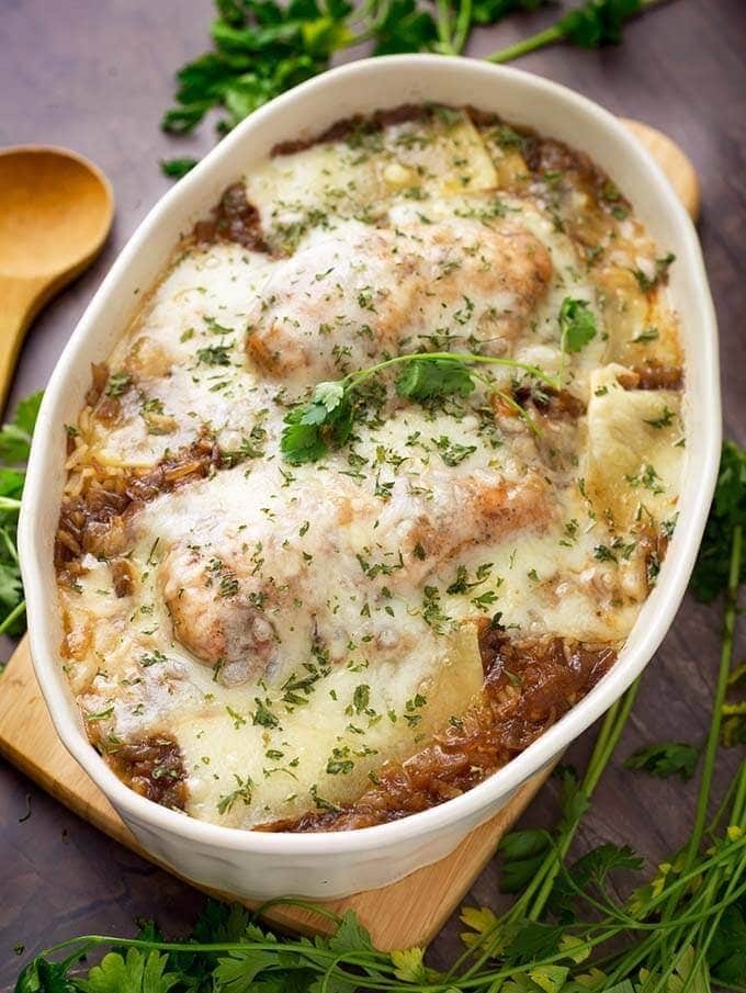 French Onion Chicken and Rice in the Pressure Cooker