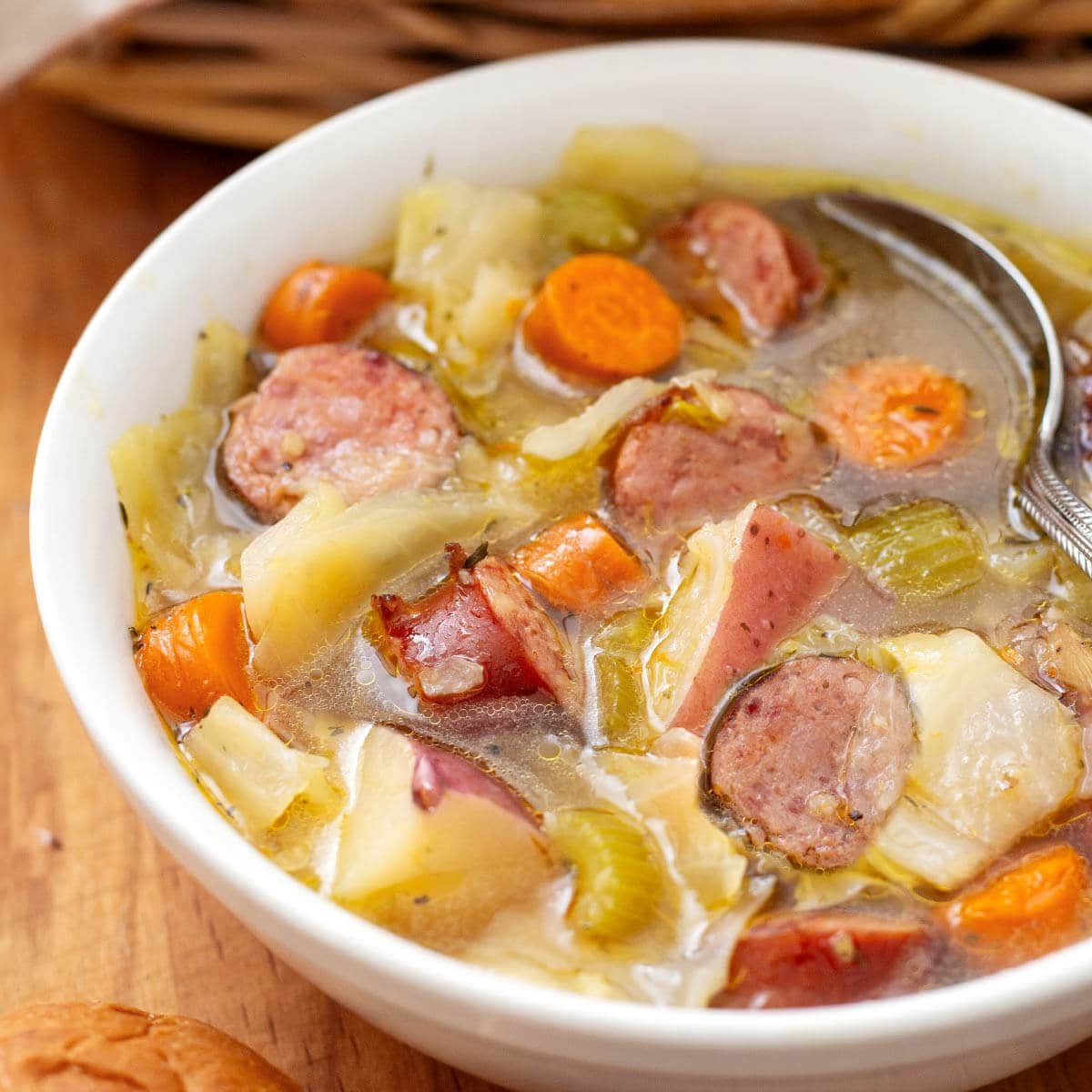 Kielbasa Cabbage Potato Soup with Thyme