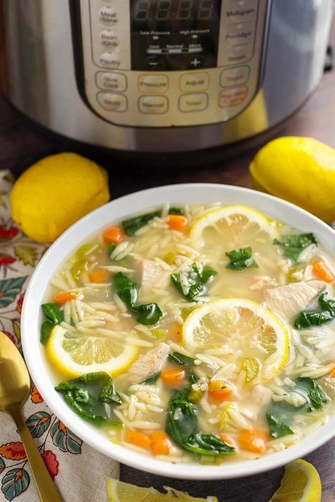 Lemon Chicken Orzo Soup with Parmesan Cheese