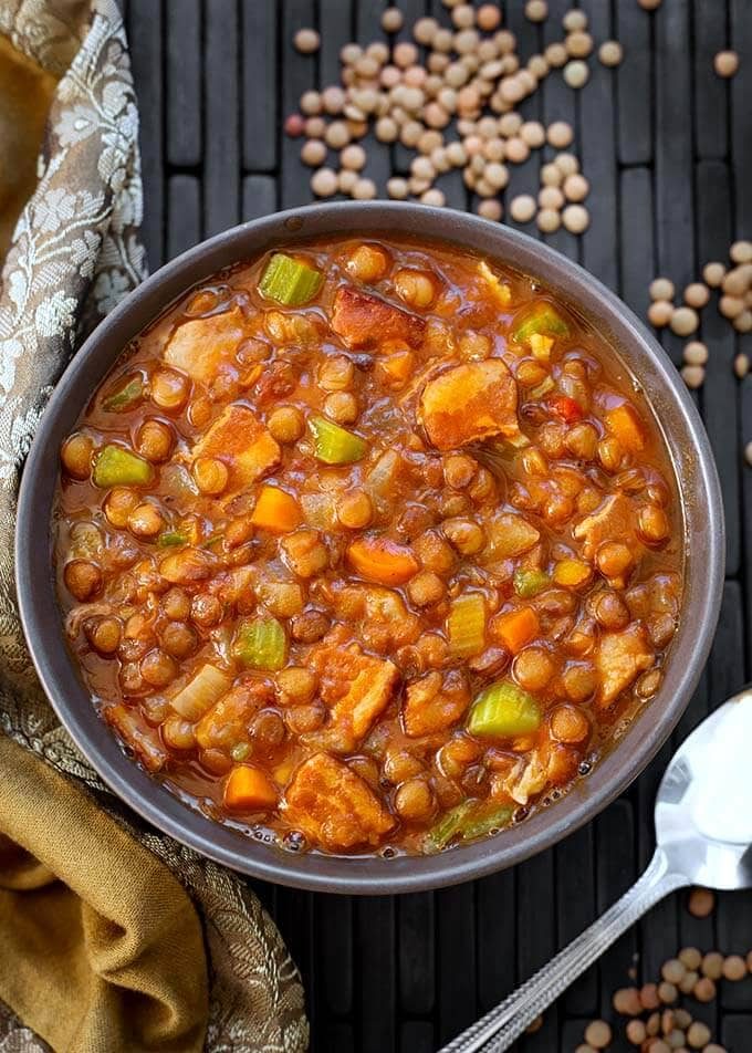 Lentil Soup with Bacon with Chicken Broth Low