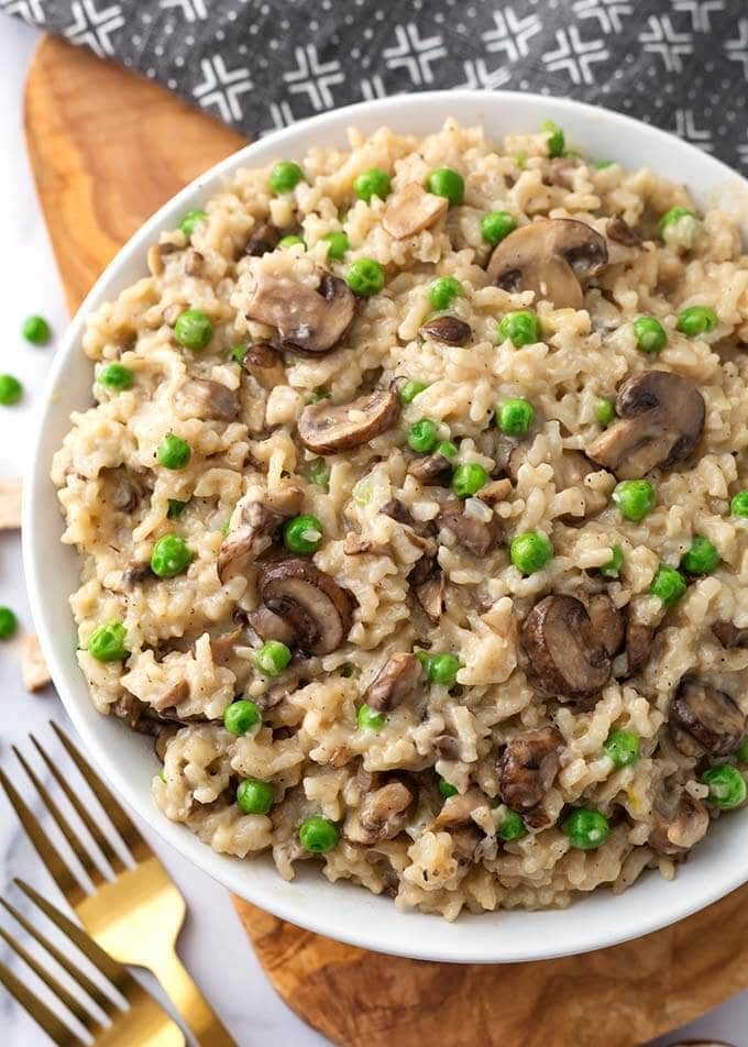 Pressure Cooker Mushroom Risotto with Peas