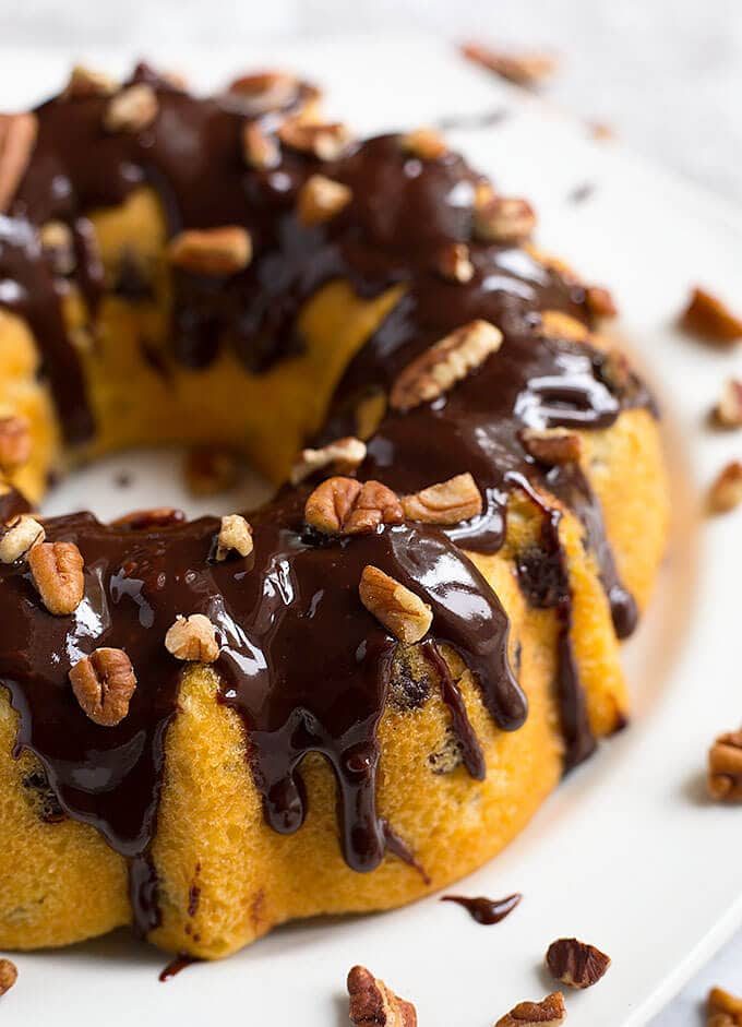Pecan Chocolate Chip Cake in the Pressure Cooker