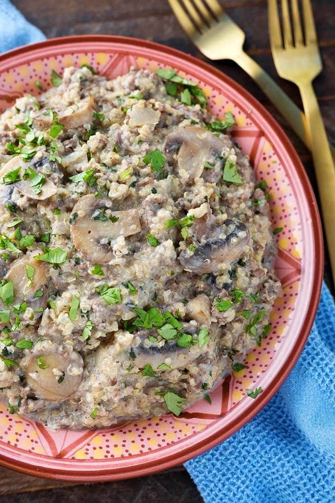 Quinoa Hamburger Stroganoff with Sour Cream