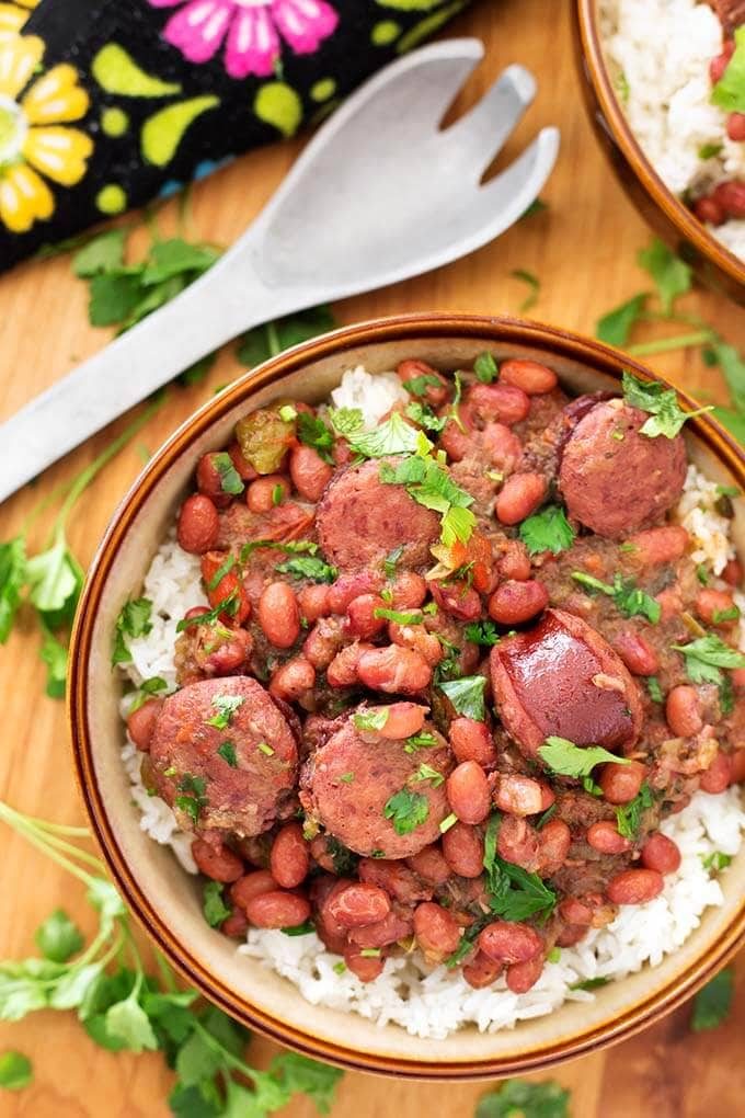 Red Beans and Rice with Sausage with Hot Sauce As