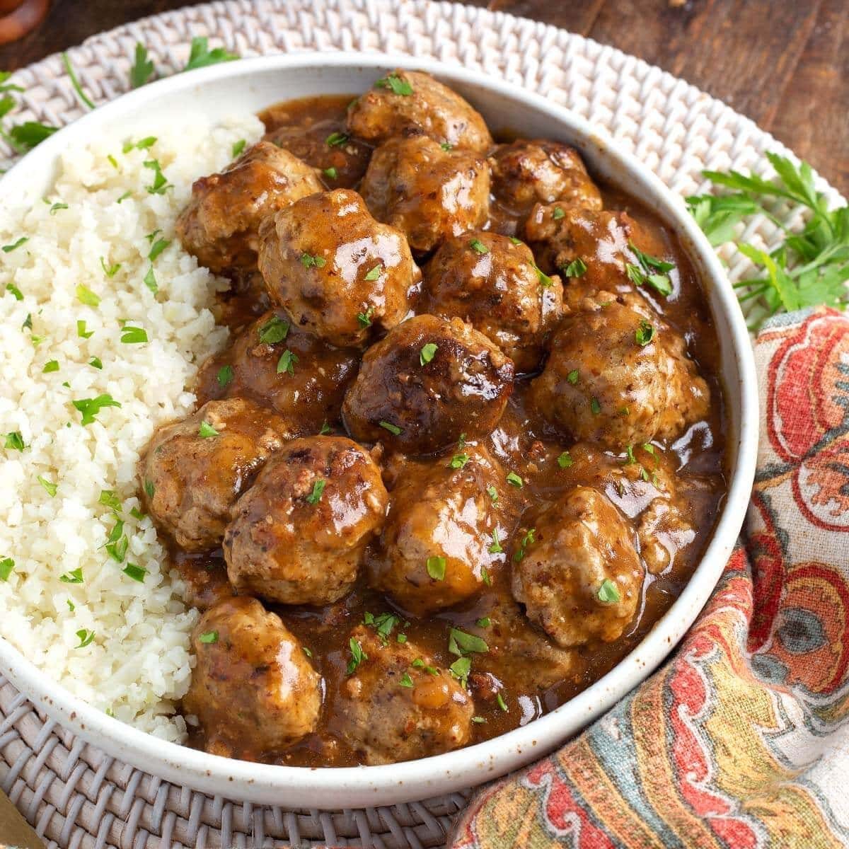 Turkey Meatballs and Gravy with Corn Starch