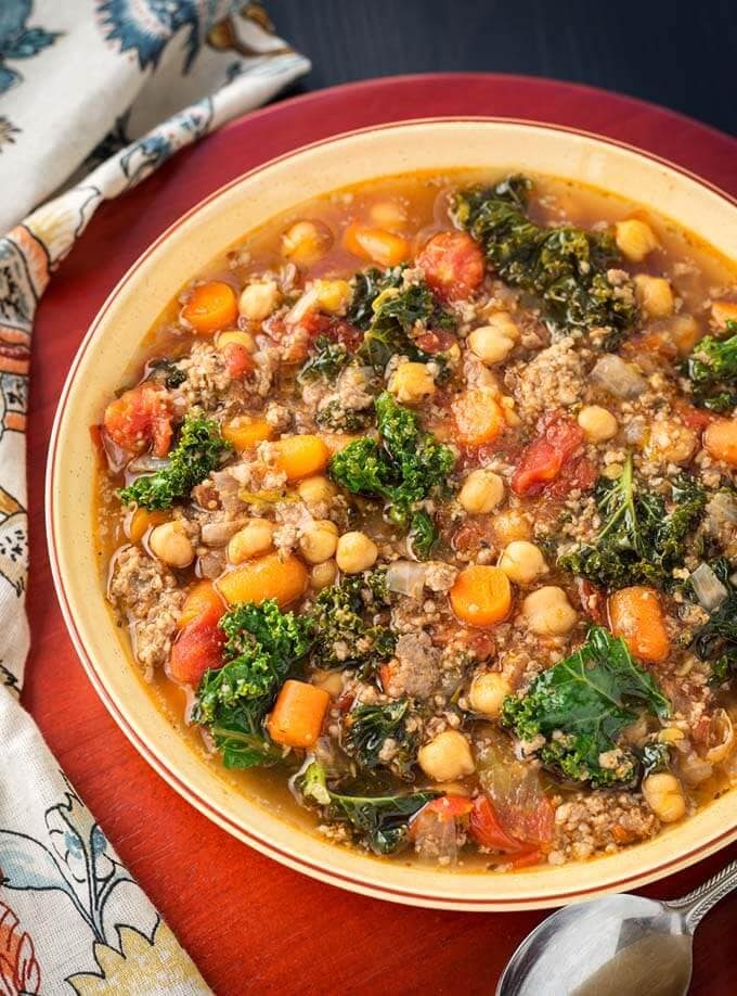 Tuscan Sausage Kale Soup in the Pressure Cooker