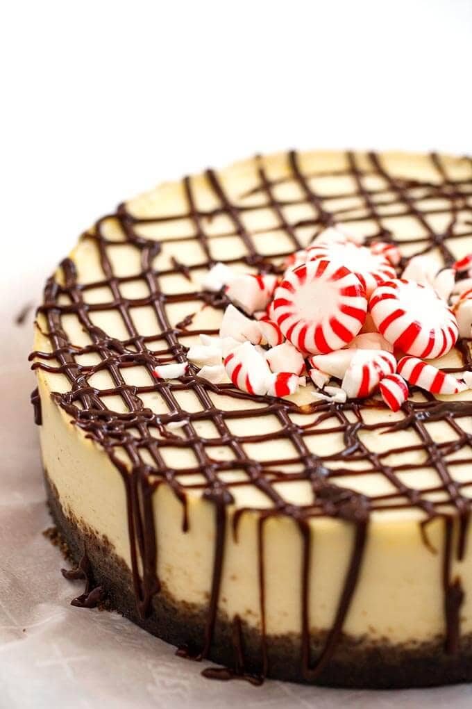 White Chocolate Peppermint Cheesecake with Heavy Cream