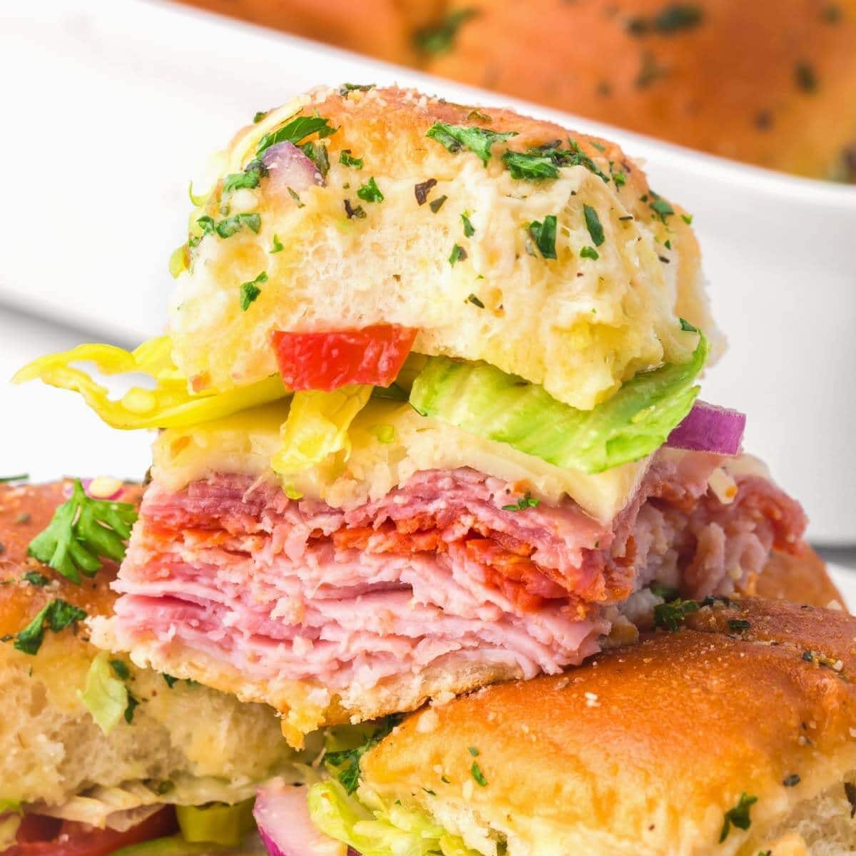 Italian Sub Sliders with Iceberg Lettuce