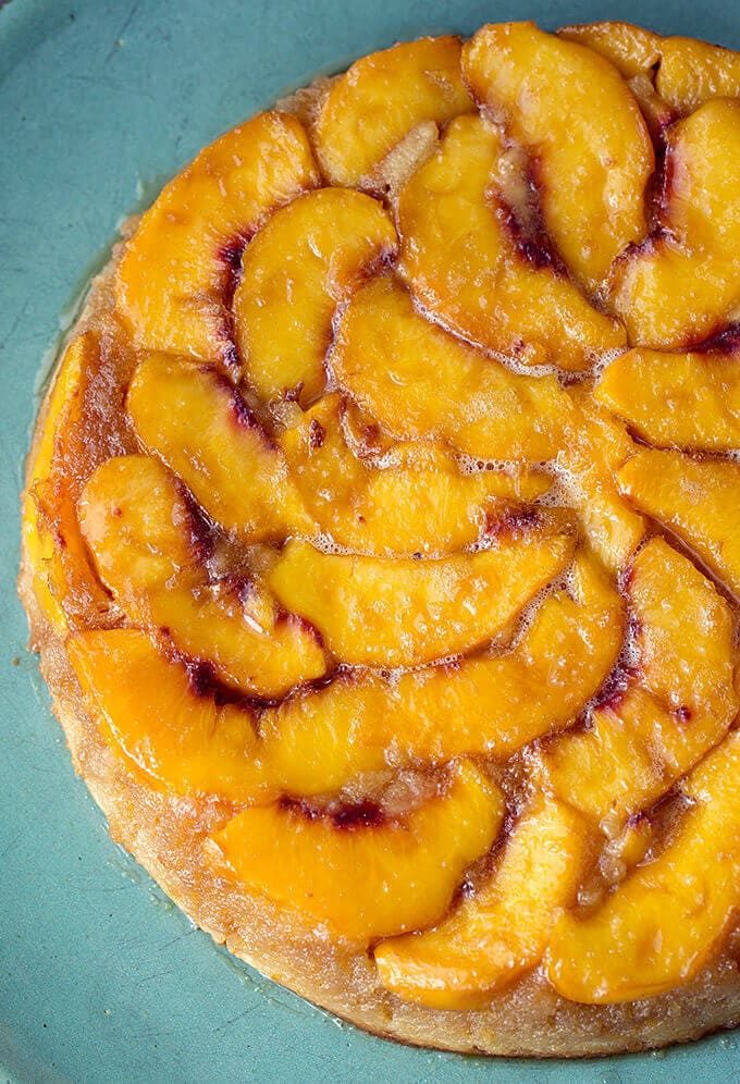 Peach Upside Down Cake with Lg Egg