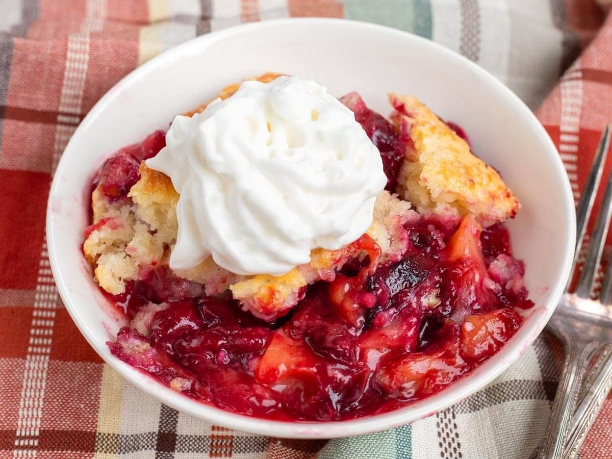 Plum Cobbler with Coarse Sugar