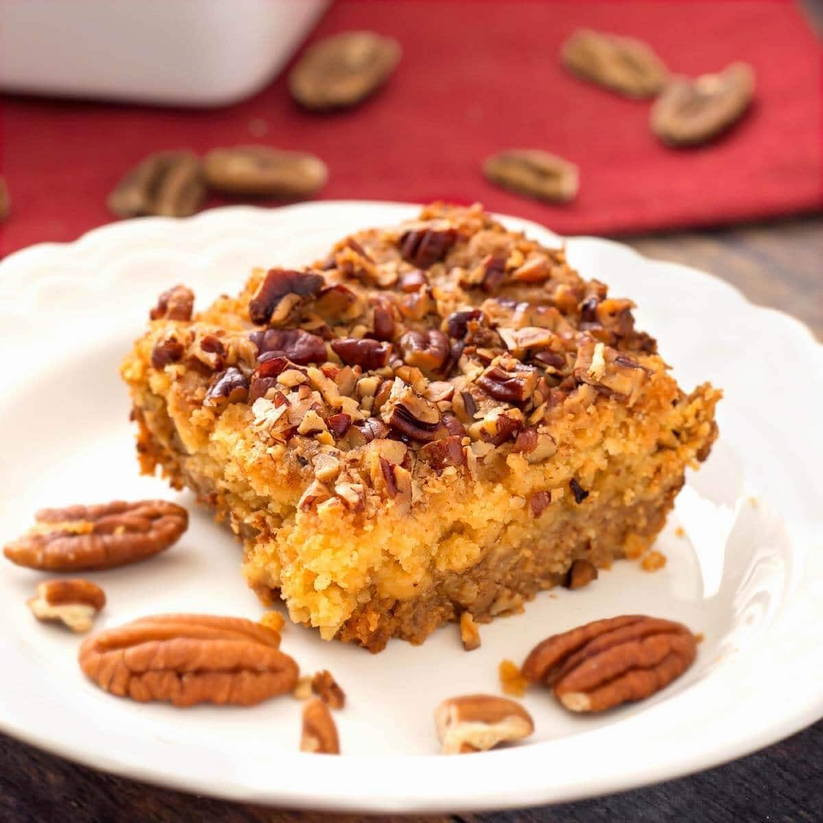 Pumpkin Pie Dump Cake with Pecans