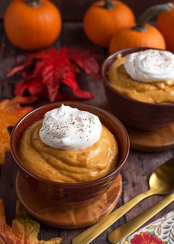 Pumpkin Pie Pudding with Whipped Cream
