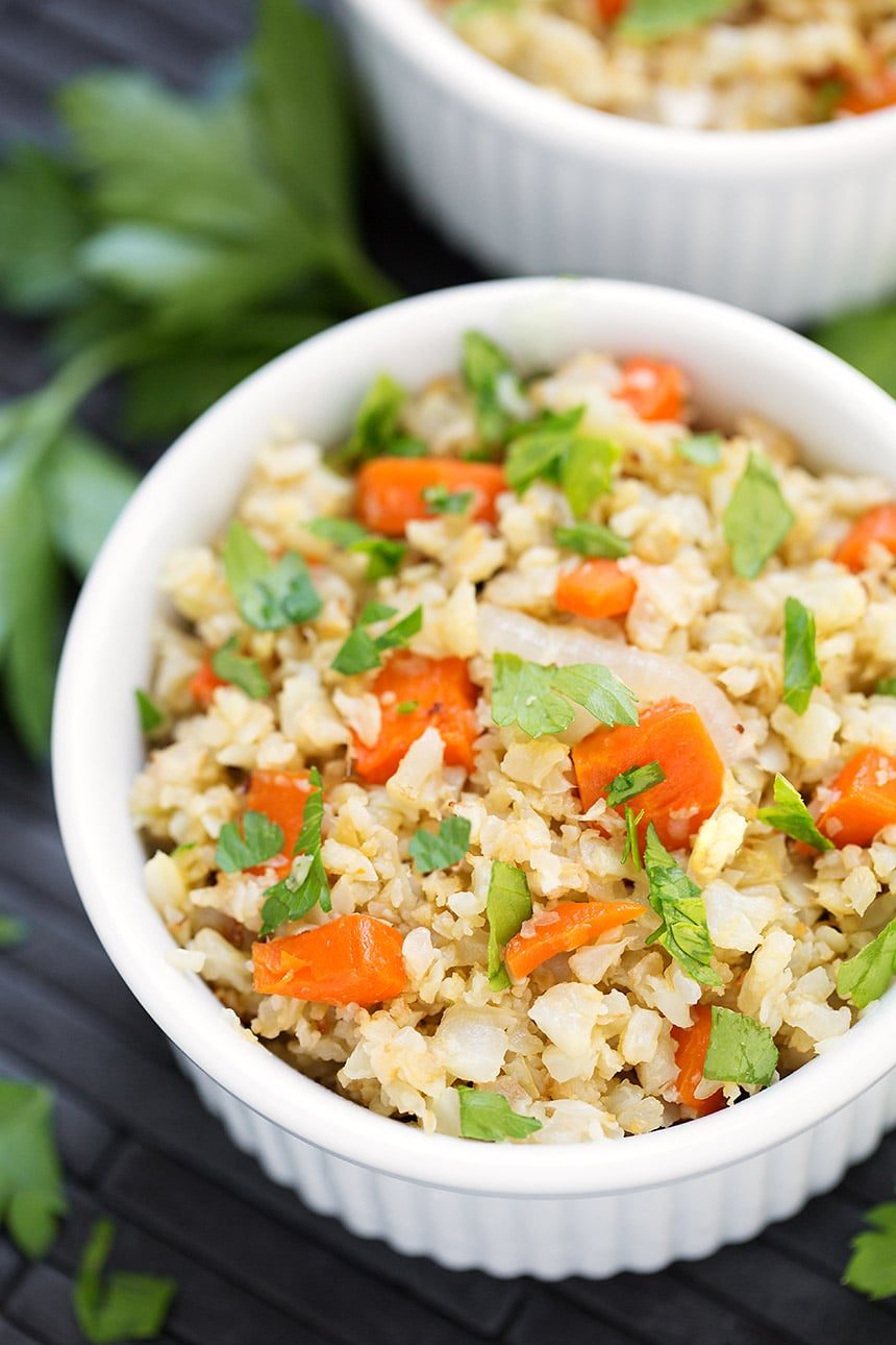 Roasted Cauliflower Rice and Carrots with Tbsp Olive Oil